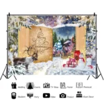 120x80cm Christmas Wreath Snow Scene Photography Background Curtain - Image 4