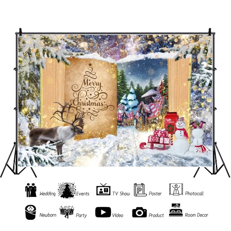 TBD06051576_B3.webp 120x80cm Christmas Wreath Snow Scene Photography Background Curtain - Image 4