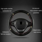 Four-Season Embossed Hand-Sewn Cowhide Steering Wheel Cover - Image 3