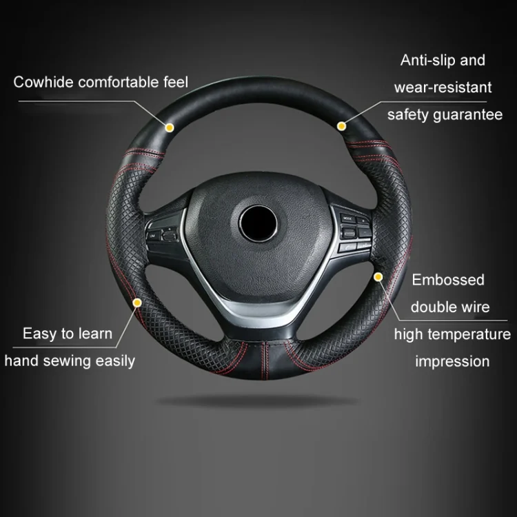 TBD06051743_B2.webp Cowhide Embossed Hand-Stitched Double-Line Steering Wheel Cover - Image 3