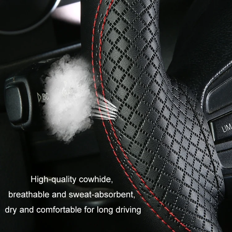 TBD06051743_B3.webp Cowhide Embossed Hand-Stitched Double-Line Steering Wheel Cover - Image 4
