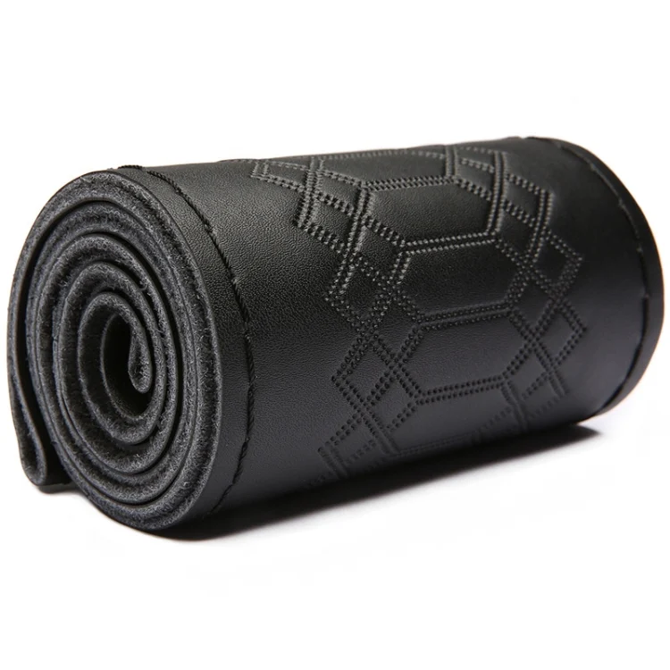 Four-season Embossed Hand-sewn Cowhide Steering Wheel Cover