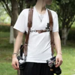 Cwatcun H90 Dual Camera Leather Strap Adjustable Multi-functional Convenient Camera Shoulder Strap - Image 2
