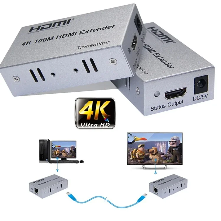 TBD06052307_B1.webp HDMI To RJ45 Single Ethernet Cable 100m Extender 4K HD Cable Signal Amplifier - Image 2