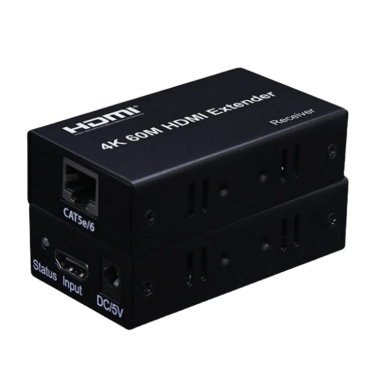 HDMI To RJ45 Single Ethernet Cable 60m Extender 4K HD Cable Signal Amplifier, Transmitter+Receiver