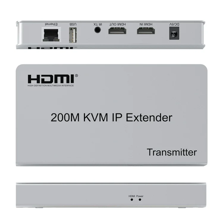 TBD06052375_1.webp KVM 200m HDMI IP Extender RJ45 Network Cable Video Extender, Transmitter+Receiver, US Plug - Image 2