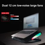 YL-017 2-Fans RGB Lighting Effect Silent Adjustable Speed Laptop Cooling Stand - Image 6