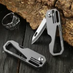 Multifunctional Titanium Keychain Outdoor Portable Defense Mini Folding Knife - Image 2