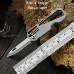 Multifunctional Titanium Keychain Outdoor Portable Defense Mini Folding Knife - Image 5