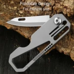 Multifunctional Titanium Keychain Outdoor Portable Defense Mini Folding Knife - Image 8