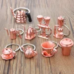 Mini Metal Keychain Coffee Utensils Decorative Pendant - Image 3