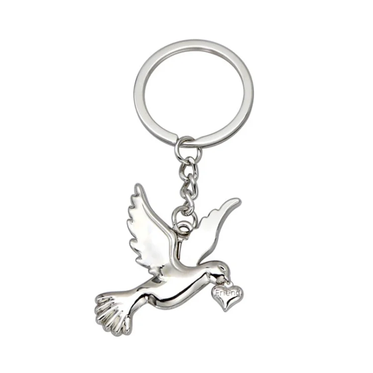 Metal Peace Dove Keychain Decorative Pendant