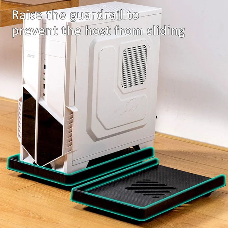 TBD06053293_B2.webp Computer Host Bracket Desktop Chassis Mobile Tray Base Heightening Rack with Pulley - Image 3