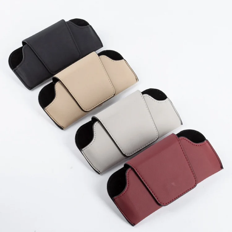 TBD06054342_B1.webp Car Eyeglasses Case Sun Visor Back Clip Sunglasses Organizer Multi-function Leather Sunglasses Clip - Image 2
