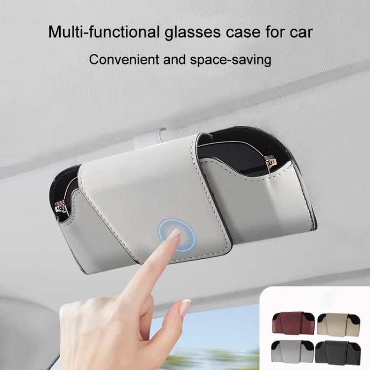 TBD06054342_B5.webp Car Eyeglasses Case Sun Visor Back Clip Sunglasses Organizer Multi-function Leather Sunglasses Clip - Image 6