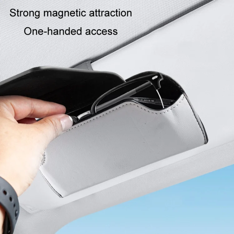 TBD06054342_B6.webp Car Eyeglasses Case Sun Visor Back Clip Sunglasses Organizer Multi-function Leather Sunglasses Clip - Image 7