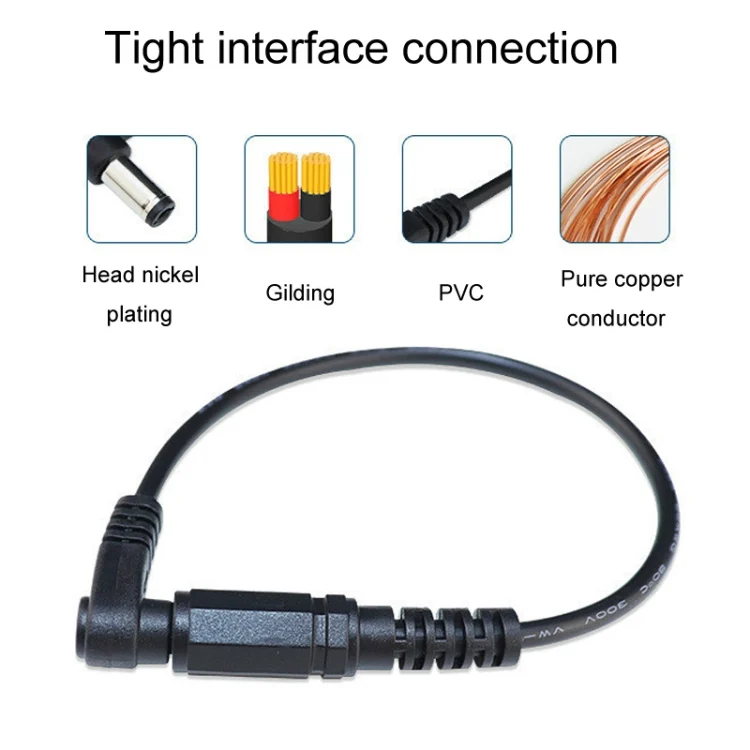 TBD06054458_B4.webp 2pcs DC 5.5 x 2.1mm Straight To Bend Adapter Cable Male To Female Power Cord Extension Cord - Image 5