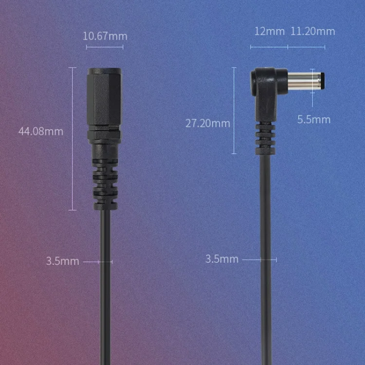 TBD06054458_B5.webp 2pcs DC 5.5 x 2.1mm Straight To Bend Adapter Cable Male To Female Power Cord Extension Cord - Image 6