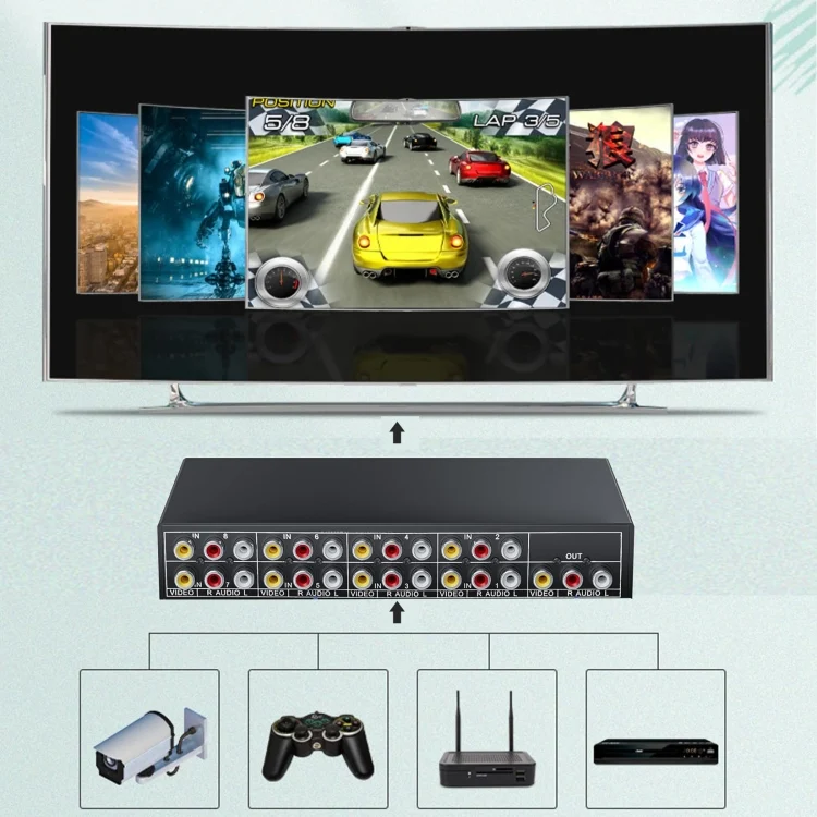 TBD06055137_B1.webp VSW81 AV 8 In 1 Out Audio and Video Switcher RCA Switch Splitter - Image 2