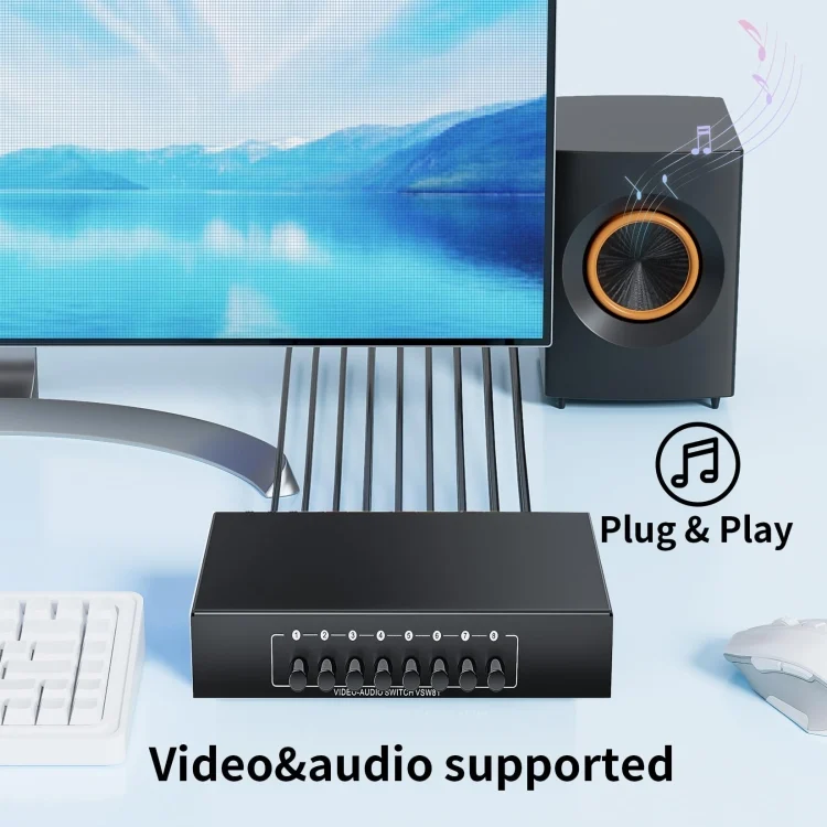 TBD06055137_B5.webp VSW81 AV 8 In 1 Out Audio and Video Switcher RCA Switch Splitter - Image 6