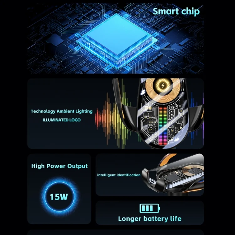 TBD06055970_B2.webp 15W Car Sound Pickup Atmosphere Light Wireless Mobile Phone Charging Stand - Image 3