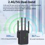Urant U10 1200Mbps 2.4G & 5.8G Wireless Repeater WiFi Signal Amplifier With 4 Antenna - Image 6