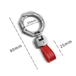 Hallmo Business Zinc Alloy Top-Layer Cowhide Key Chain Car Key Anti-Lost Pendant - Image 2