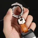 Hallmo Business Zinc Alloy Top-Layer Cowhide Key Chain Car Key Anti-Lost Pendant - Image 6