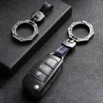 Hallmo Business Zinc Alloy Top-Layer Cowhide Key Chain Car Key Anti-Lost Pendant - Image 8