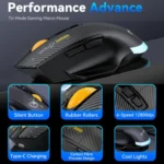 MKESPN W601 Silent Wireless Tri-mode Macro Gaming Mouse Carbon Fiber 12800DPI Bluetooth Mouse - Image 8