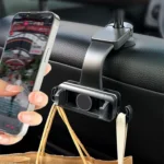 Car Rear Seat Headrest Multifunctional Rotating Telescopic Cell Phone Holder Hooks - Image 2