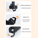 Car Rear Seat Headrest Multifunctional Rotating Telescopic Cell Phone Holder Hooks - Image 4