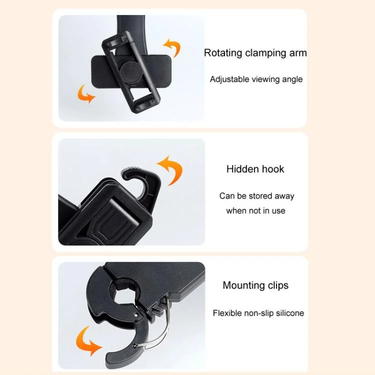 TBD06057589_B3.webp Car Rear Seat Headrest Multifunctional Rotating Telescopic Cell Phone Holder Hooks - Image 4