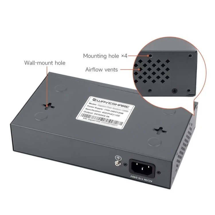 TBD06057771_B4.webp Waveshare 120W Industrial 4-Ports Gigabit Ethernet PoE Switch - Image 5