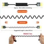8K 60HZ HDMI 2.1 Spring Cable 0.5m Length - Image 7