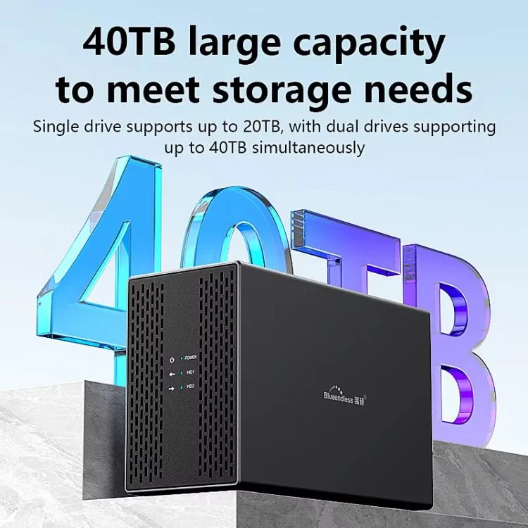 TBD06058295_B4.webp Blueendless DB3502F USB3.0/Type-C Non-array 2.5/3.5-inch Dual-Bay Mobile Hard Disk Box - Image 5