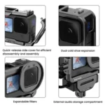 For GoPro HERO12 Black /11 Black /10 Black /9 Black HEPAIL C-G12 Metal Rabbit Cage With Dual Cold Shoe Connector - Image 9