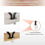 17-32 Inch Dual Monitor Mount Gas Spring 360 Degree Heavy Duty Floating Desk Arm - Image 6