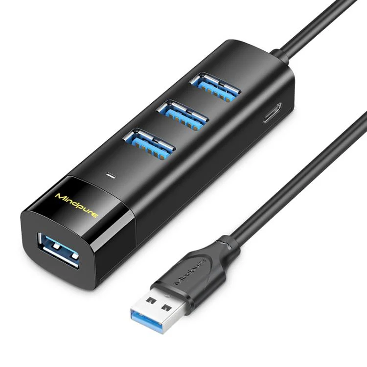 To 4-port USB3.0 Long Hub Docking Station Splitter