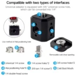 XILETU Tripod Screw Hole Adapter with Cold Shoe 3/8 inch 1/4 inch Thread Holes ARRI Positioning Hole - Image 3