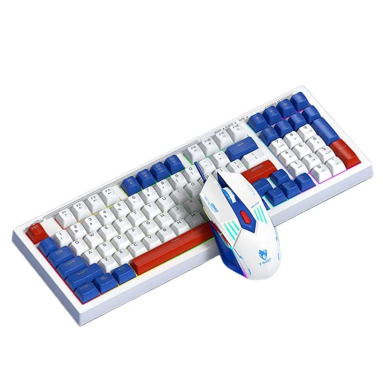 T-WOLF TF610 USB-C/Type-C Wired 98 Keys Keyboard and Mouse Combo Dual-Tone Keycaps Gaming Set