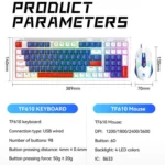 T-WOLF  TF610 USB-C/Type-C Wired 98 Keys Keyboard and Mouse Combo Dual-Tone Keycaps Gaming Set - Image 9