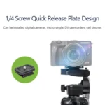 YUNTENG VCT-608 Adjustable Camera Tripod 11.8-25.4 Inch With 360 Degree Rotating 3-Way Pan Head & Gravity Hook - Image 5