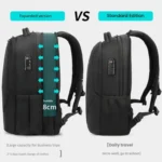 Men Business Anti-Theft Laptop Backpack With USB Charging Port, Reflective Strips & TSA Lock - Image 3