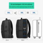 Men Anti-Theft Laptop Backpack with USB Charging Port, Headphone Hole & Comfort Shoulder Straps for Travel, Work Commute - Image 5