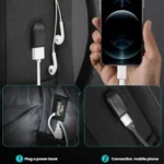 Men Anti-Theft Laptop Backpack with USB Charging Port, Headphone Hole & Comfort Shoulder Straps for Travel, Work Commute - Image 9