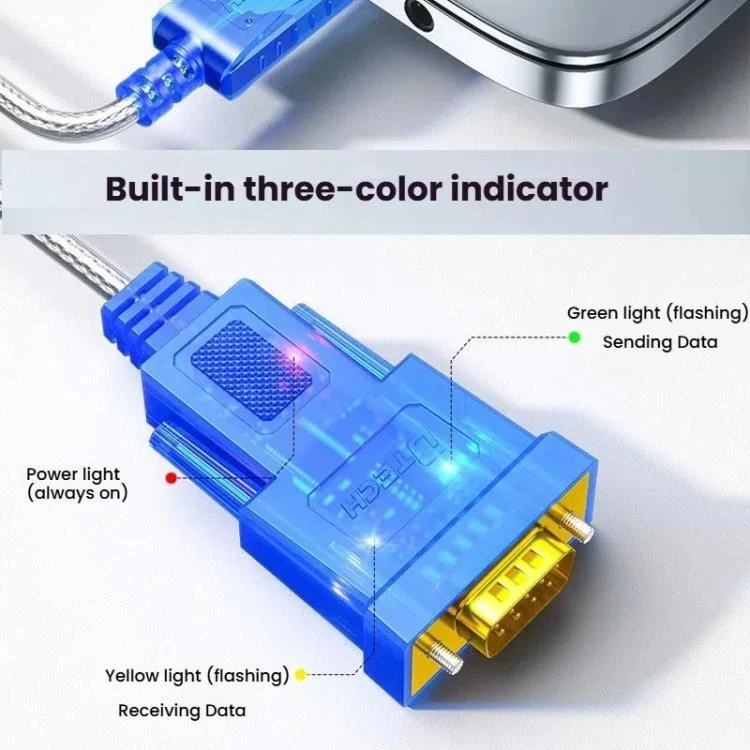 TBD06059673_B4.webp DTECH  DT-5011 USB 2.0 to RS232 Serial Adapter Cable, FT232 & ZT213 Dual-Chip with LED Indicator - Image 5