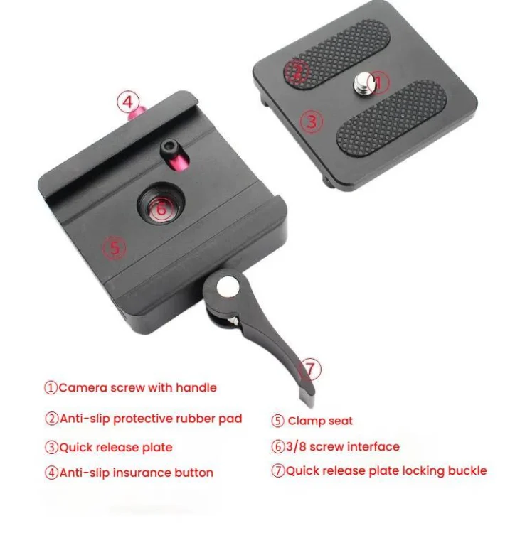 TBD06059744_2.webp P50 Camera Quick Release Clamp & Plate Kit with 3/8 Inch Thread Thread For Stabilizers, Tripods, Monopods, Sliders - Image 3