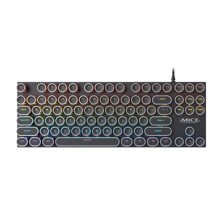 iMICE GK-800 87 Keys USB Wired RGB Round Keycap Mechanical Keyboard