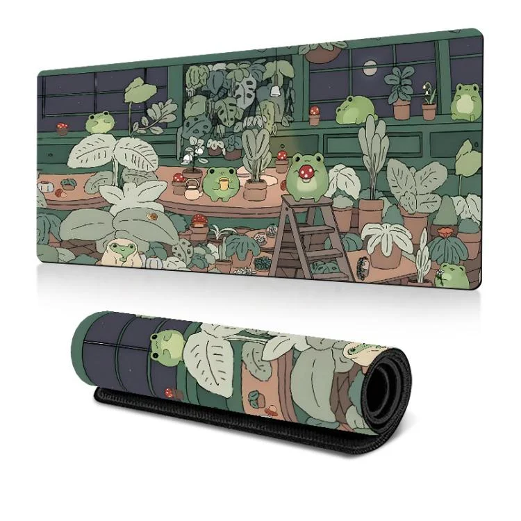 Frog Mouse Pad Cute Green Desk Mat With Non-Slip Rubber Base For Computer Laptop